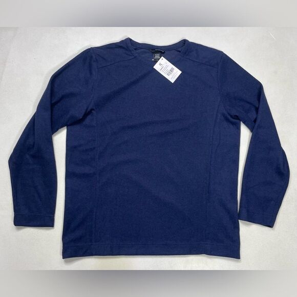 Knoss Evolve Double Knit Pullover Sweater Men Large Navy Blue NWT - Picture 1 of 5